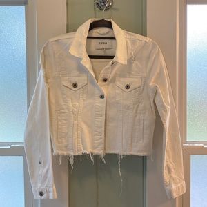 Pistola Cropped White Denim Jacket